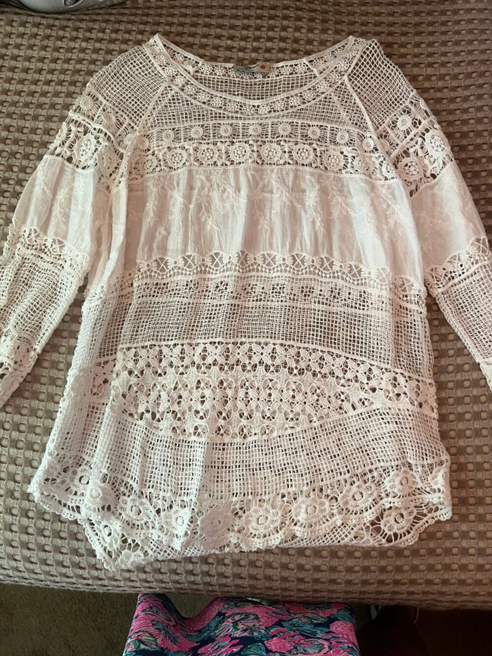 Ruff Hewn Cream Lace Top Size XL